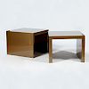 Pair of Parson Style Brown Lacquered Side Tables