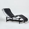 Cassina Le Corbusier Chaise Lounge and Chrome-Painted Metal and Leather Stool, for Atelier International