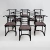 Set of Eight Josef Hoffman Ebonized Bentwood Fledermaus Café Chairs