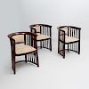 Pair of Stained Wood Armchairs, In the Style of Josef Hoffmann, For Thonet