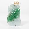 Carved Jadeite Pendant with Dragon and Pearl 