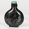 Black Lacquer and Mother-of-Pearl Republic Period Snuff Bottle