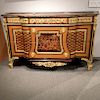 Regency-style Marble-top, Gilt-metal-mounted, and Marquetry Commode