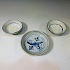 3 CHINESE ANTIQUE BLUE WHITE PORCELAIN DISH - QING DYNASTY