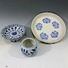 THREE CHINESE BLUE AND WHITE PIECES