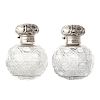 Pair English sterling & cut glass scent bottles