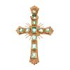 A Victorian Emerald Cross Pendant in 18K