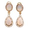 A Pair of Opal & Diamond Dangle Earrings in 14K