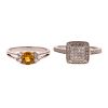 A Yellow Sapphire & Diamond Ring and Diamond Ring