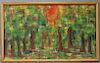 Elaine Freitas Modernist Abstract Forest Painting