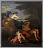 18C Italian Rococo Old Master Chariot O/C Painting