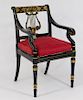 19C French Directoire Lyre Back Arm Chair