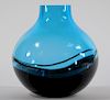 Seguso A.V. Murano Art Glass Globular Blue Vase