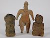 3 Ancient Pre Columbian Pottery Earthenware Figure
