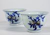 PR Chinese Yongzheng B&W Porcelain Peach Cups