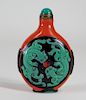 Chinese 3 Color Chilong Peking Glass Snuff Bottle