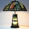 Art Nouveau Asiatic Rainbow Slag Glass Table Lamp