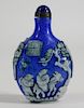 Chinese Blue Snowflake Overlay Snuff Bottle