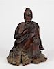 19C Japanese Carved Hardwood Seated Buddha