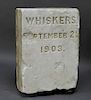 1903 White Marble Whiskers Cat Gravestone Marker