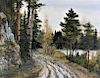 1991 Russian Country Road Landscape Oil Painting