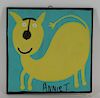 Annie Tolliver Naive Folk Art Yellow Cat Painting