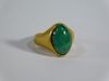 Chinese Solid Gold Engraved Apple Jadeite Ring
