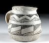 Rare Anasazi Black-on-White Pottery Mug w/ Human Figure