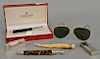 Six piece group to include Caran d'Ache pen in original box, two Dunhill Swiss liters 39305, a pair of sunglasses, and a Jean Pierre...