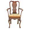 Queen Anne style carved arm chair