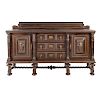Portuguese carved acacia sideboard