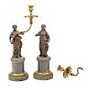 Pair French Empire style bronze candleholders