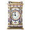 French champleve and porcelain carriage clock