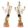 Pair Napoleon III bronze figural candelabra lamps