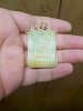 ANTIQUE Chinese 14K marked Gold with Yellow Jade pendant, Chinese characters