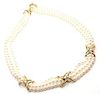 Tiffany & Co 18k Yellow Gold Diamond 3 Strand Pearl Necklace