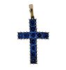 14K Gold Blue Stone Cross Pendant