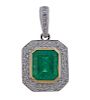 18k Gold Diamond 8ct Emerald Pendant 