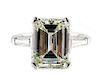 Platinum 4.83 TCW Emerald Cut Engagement Ring