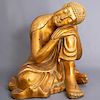Príncipe Siddharta Gautama (Buda). Origen oriental. Siglo XX. Elaborado en fibra de vidrio dorada.