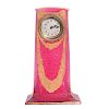 Art Nouveau Pink Textured Glass Clock Case.
