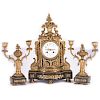 Louis XVI Style Gilt Bronze and Marble Clock and Garnit