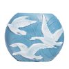 Circular Molded Glass Vase with Geese in Flight.