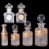 Two Guerlain Perfume Bottles with Four Matching Dresser