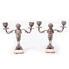 Pair of Silver Plate on Bronze Candle Holders.