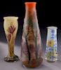 (3) French enamel glass vases,