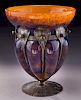 L. Majorelle lobed glass & metal vase,