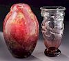 (2) Schneider art glasses vases,
