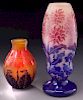 (2) Degue cameo glass vases,