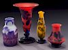 (4) Cameo glass vases,